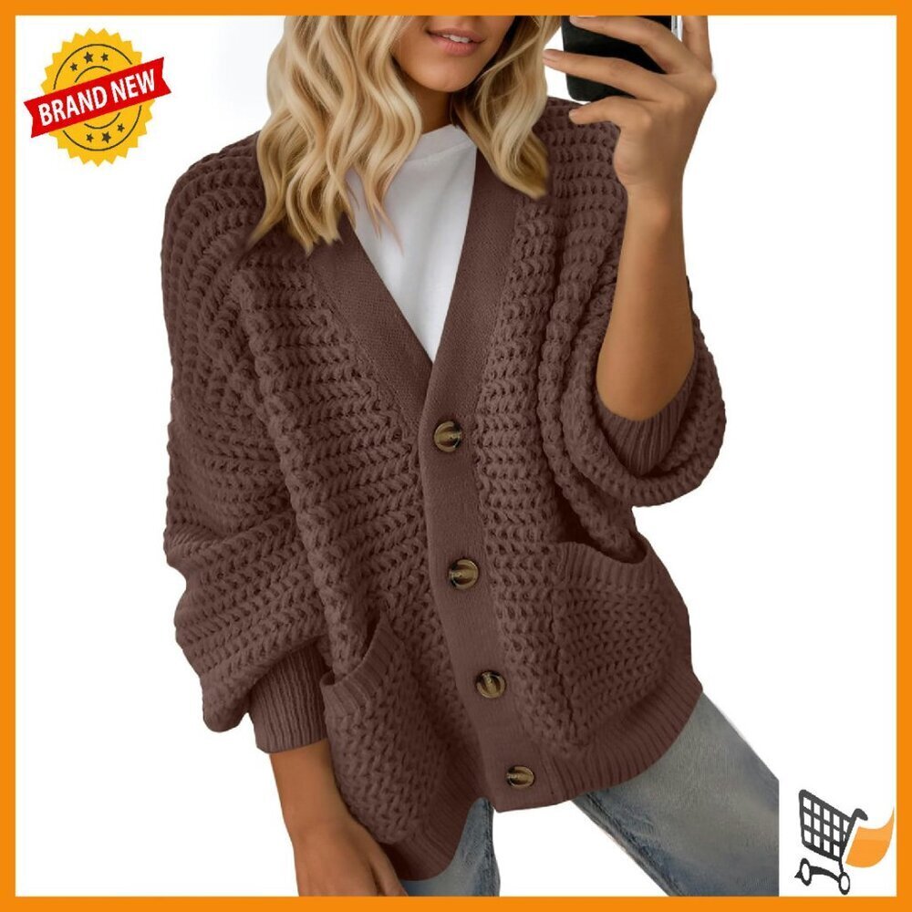 Soft Chunky Knit Open Front Long Sleeve Cardigan Sweater Coat